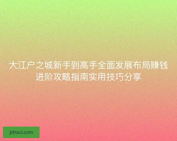 大江户之城新手到高手全面发展布局赚钱进阶攻略指南实用技巧分享